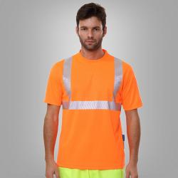 安大叔 3M反光材料荧光橙 /绿圆领高警示T恤户外反光服